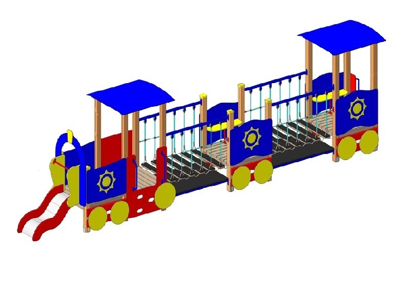 ИО-01.3 Игровое оборудование «Паровоз длинный с открытым вагончиком»